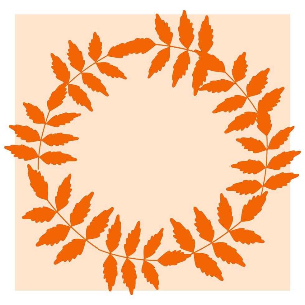 Stylized autumn leaves forming a circular wreath on a light background vector