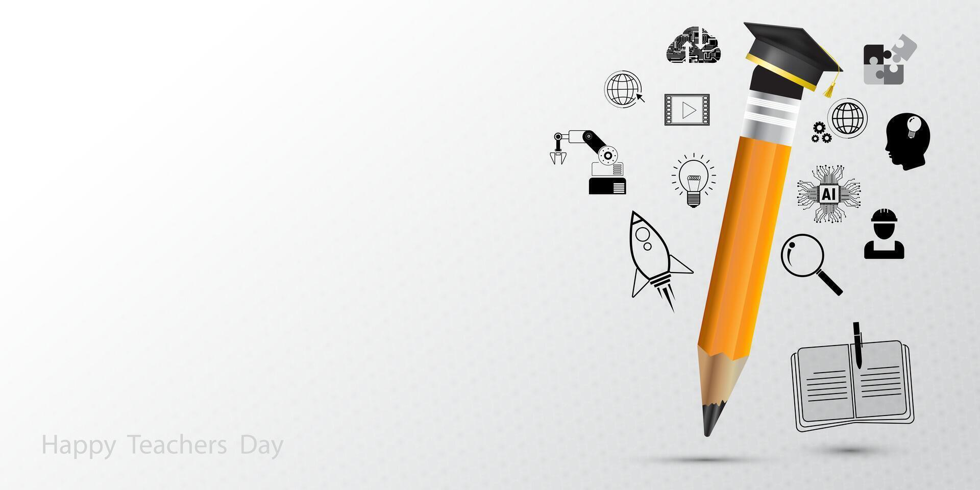 illustration of Teachers day or Greeting card design. Educational symbol icon design with Book. vector