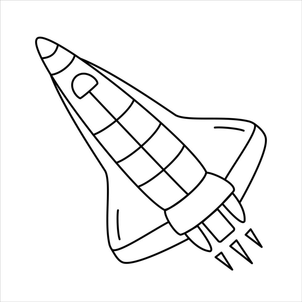 Black line illustration of a space shuttle. vector