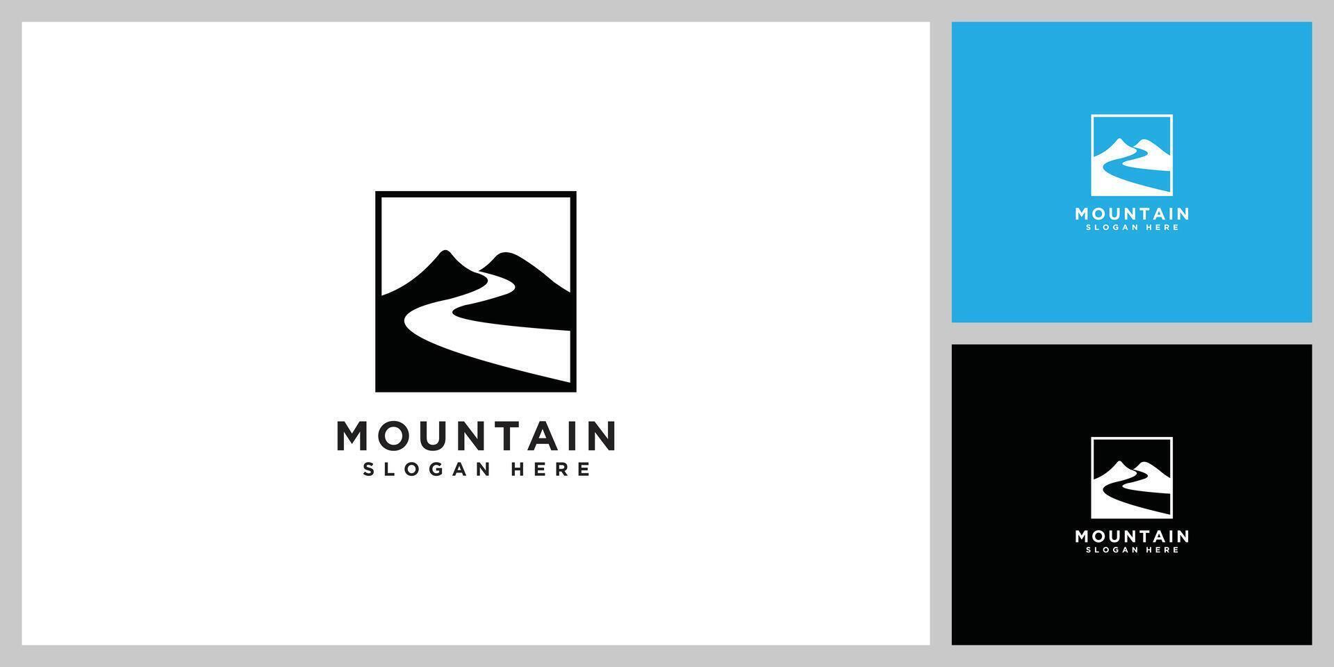 mountain river logo design template vector