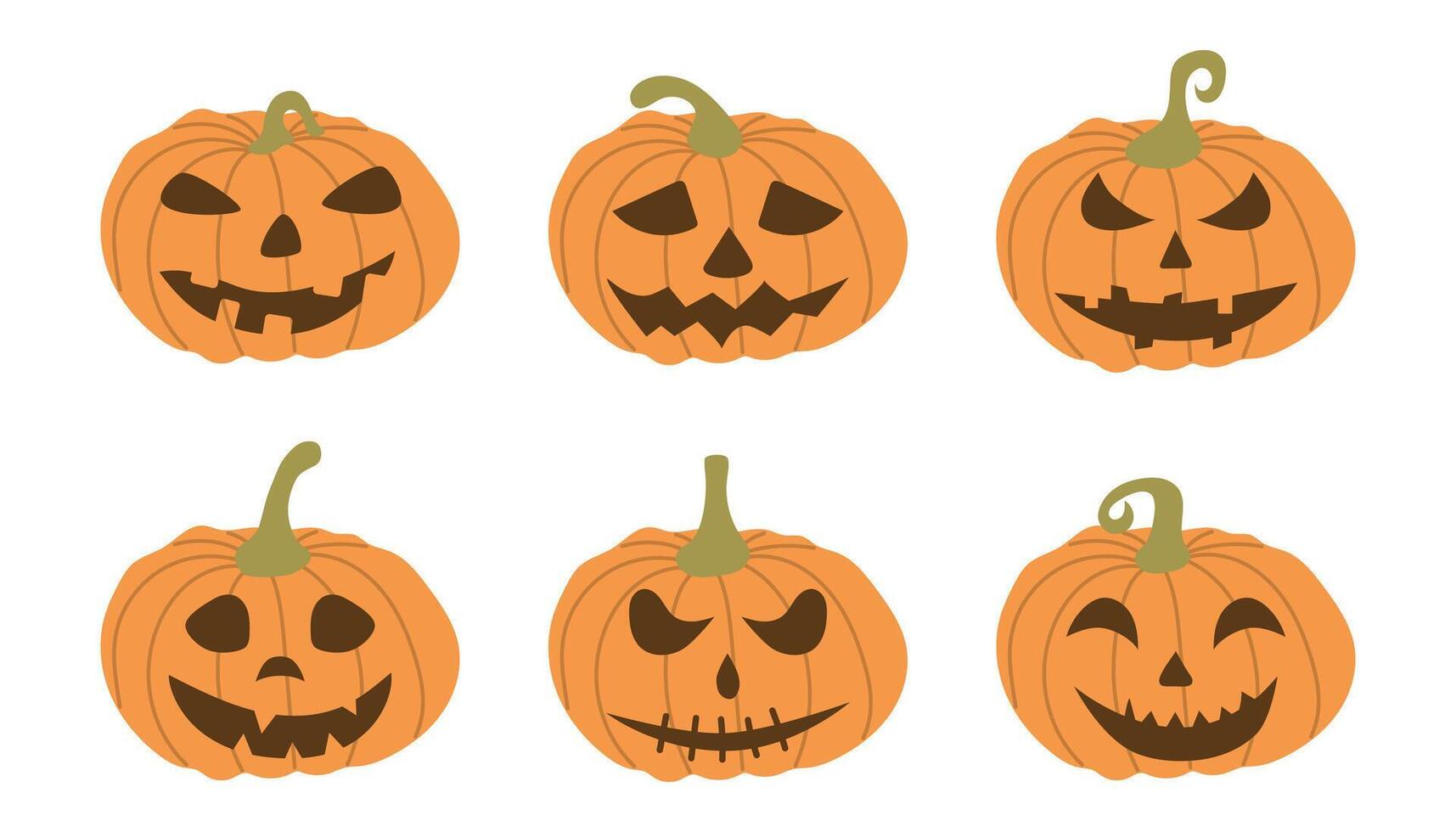 Halloween pumpkins, set of Halloween pumpkins with various faces, suitable for Halloween decorations, invitations and holiday decorations vector