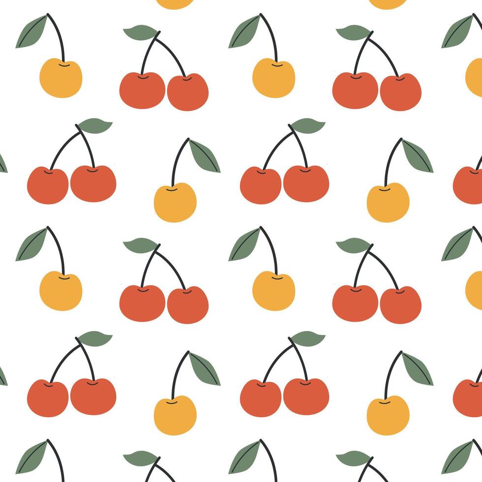Cherry pattern, summer berries pattern, wrapping paper, banner, fabric vector