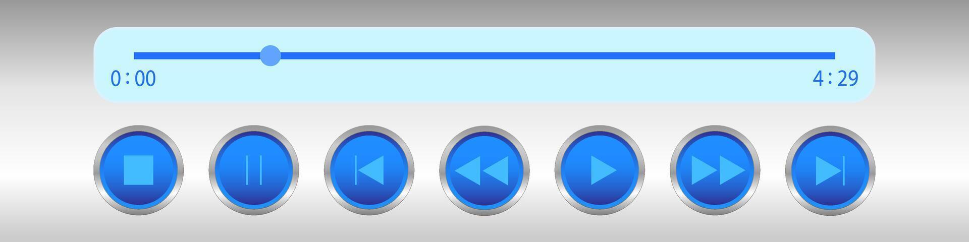 Media player playback panel template isolated on white background. audio player progress loading bar with time slider. vector