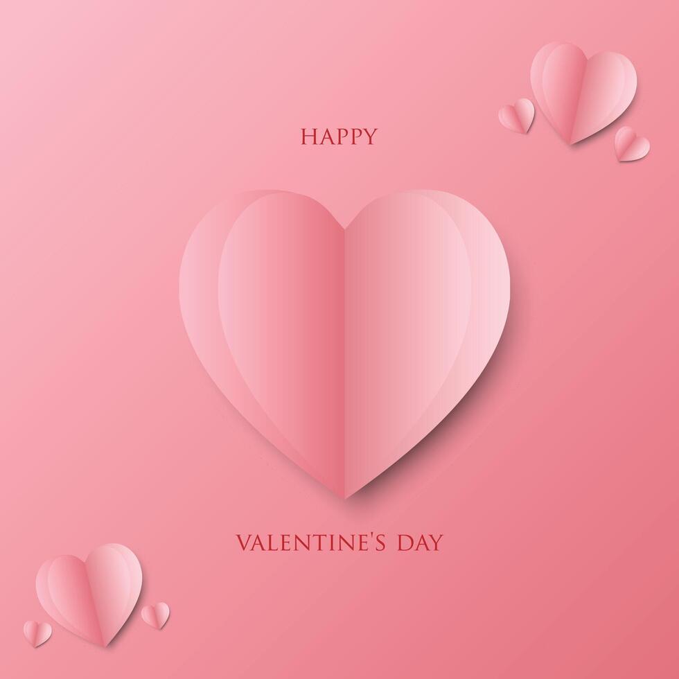 Heart paper cut on a pink background vector