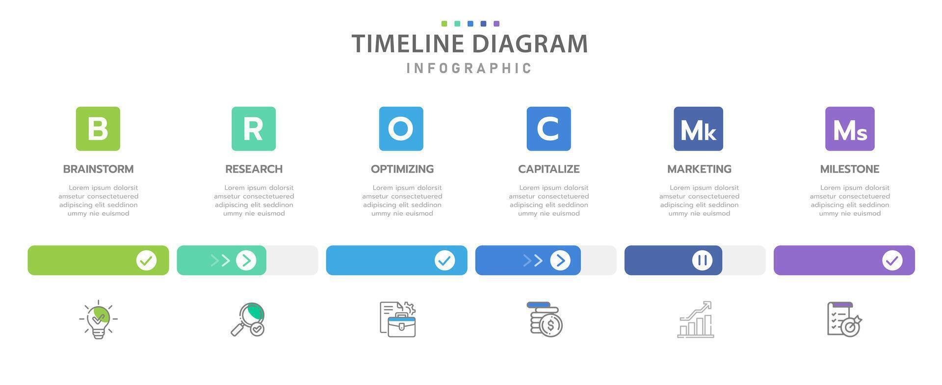 Infographic template for business. 6 Topic Steps modern Timeline diagram calendar, presentation infographic. vector