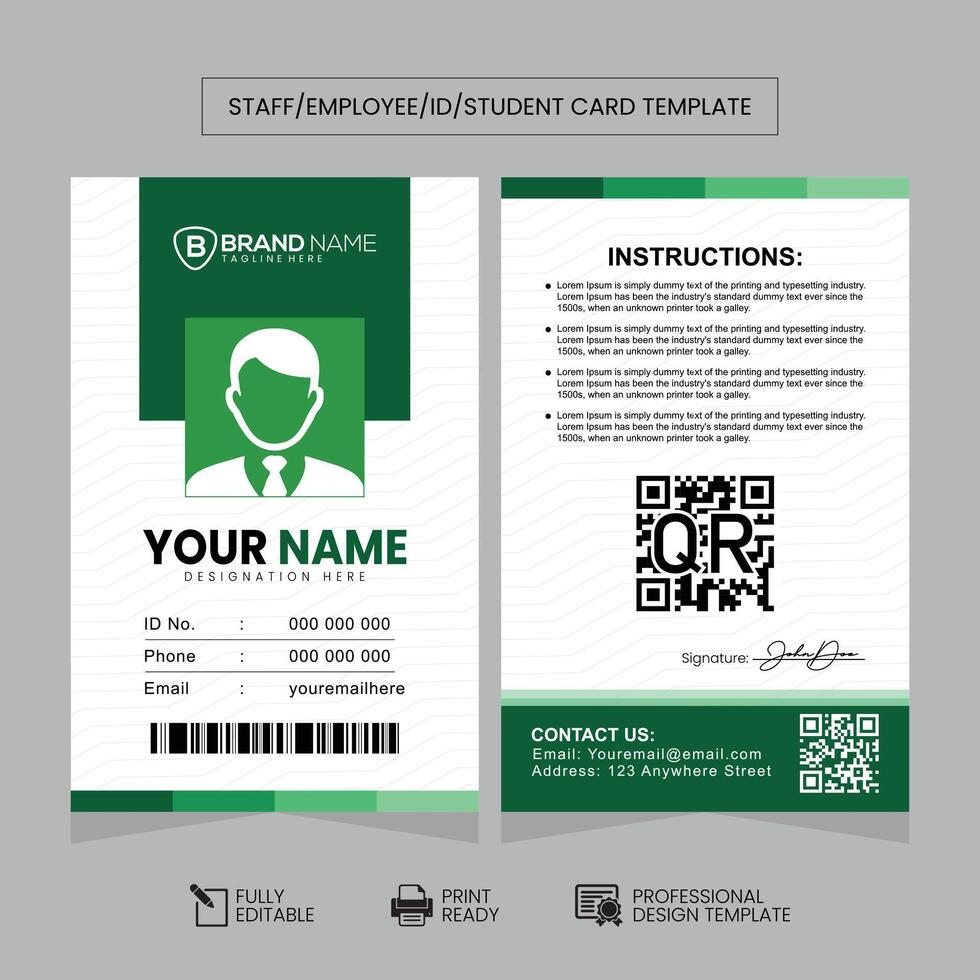 Clean and Simple ID, Staff, Employee Card Design Template vector