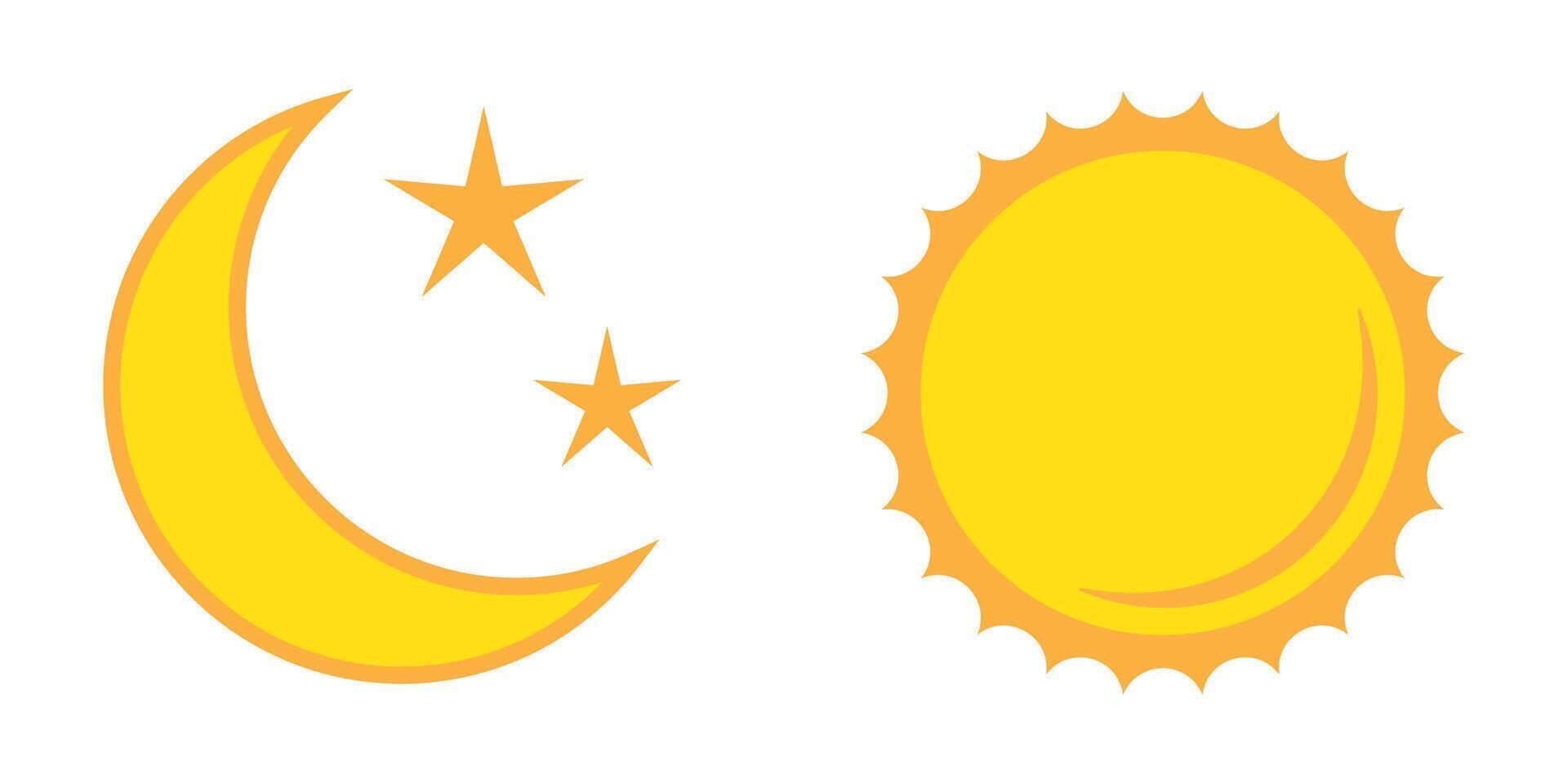 Moon with stars and sun flat icon, night and day icon. vector