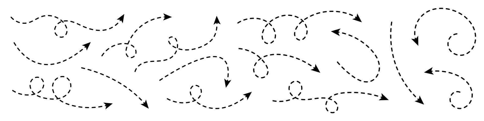 Curved dotted arrow. Zigzag arrow stripes design with dotted lines. vector