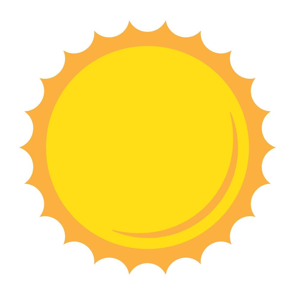 Sun icon in flat style, simple yellow sun. vector