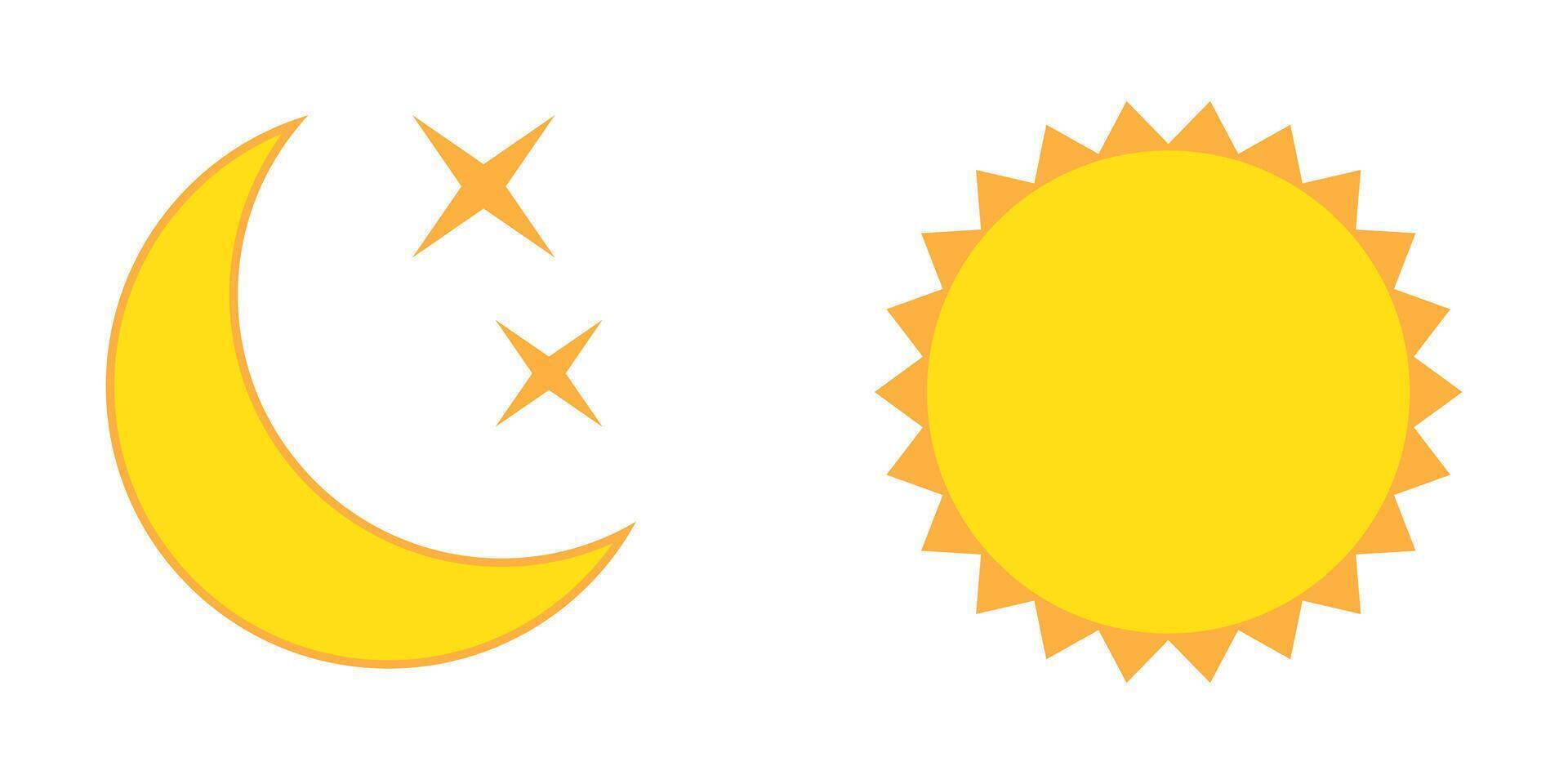 Moon with stars and sun flat icon, night and day icon. vector