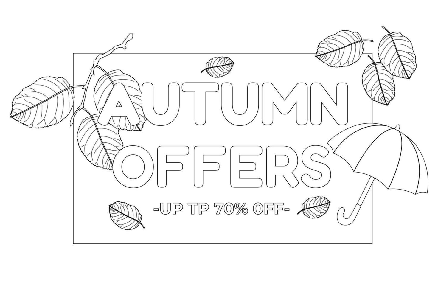 Autumn-themed coloring page featuring leaves and an umbrella. Perfect for kids and art enthusiasts to explore creativity. vector