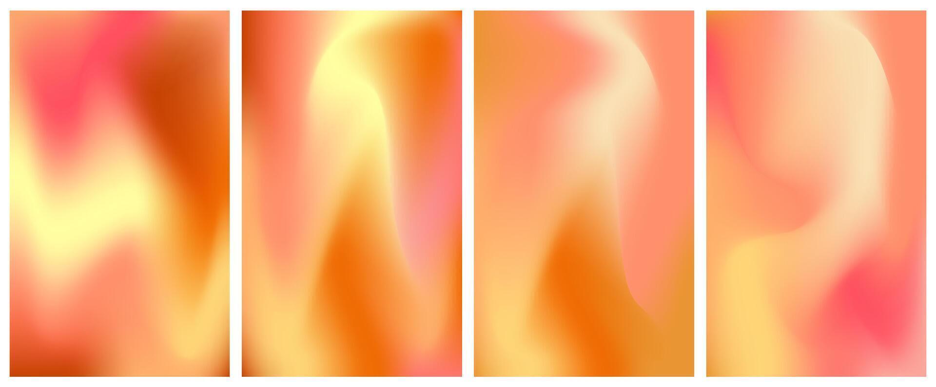 Orange gradation abstract wave blur. Warm gradient with orange, yellow and pink color. Mesh gradient light design. illustration vector