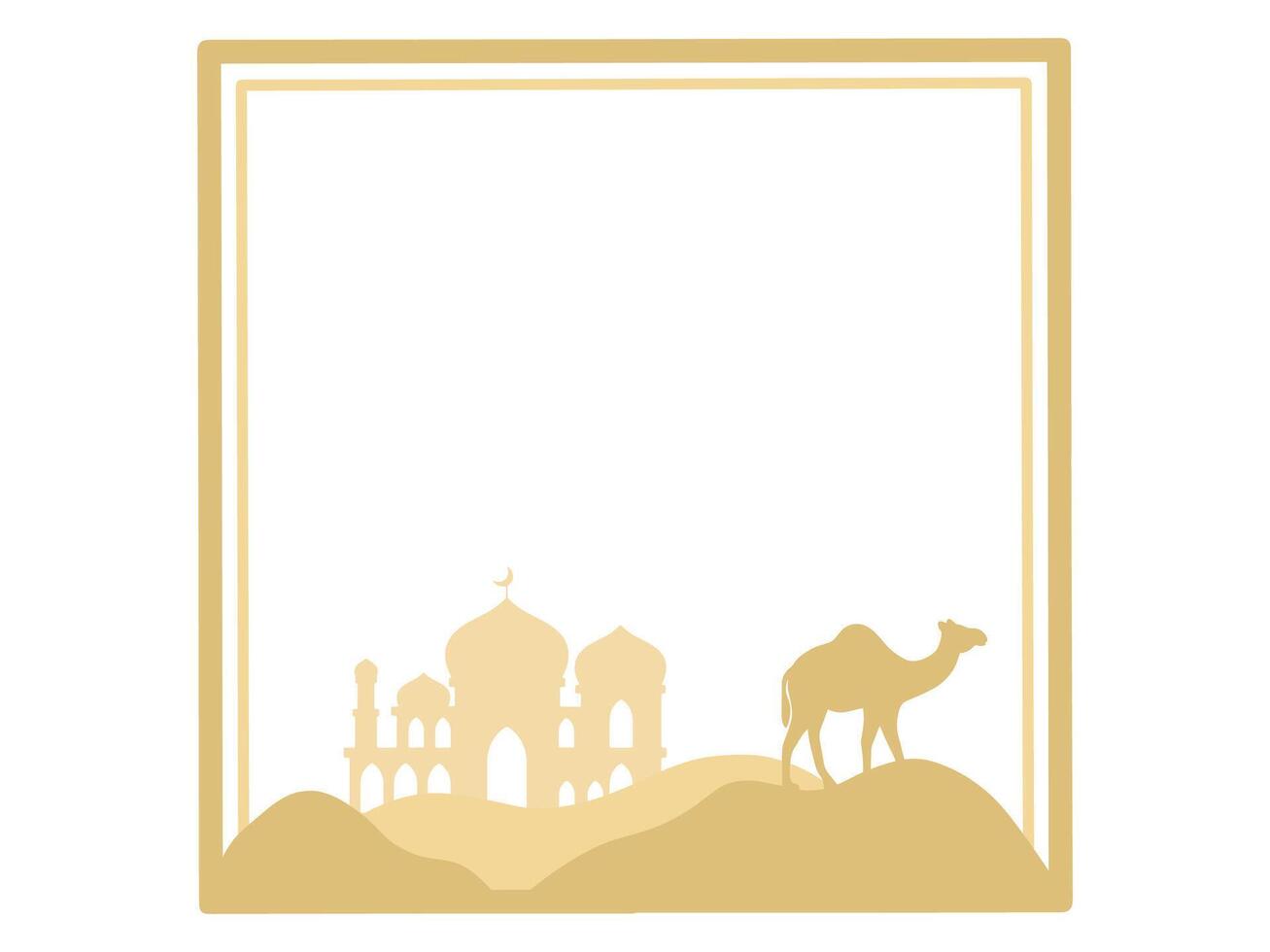 Mosque Ramadan Camel Frame Illustration vector