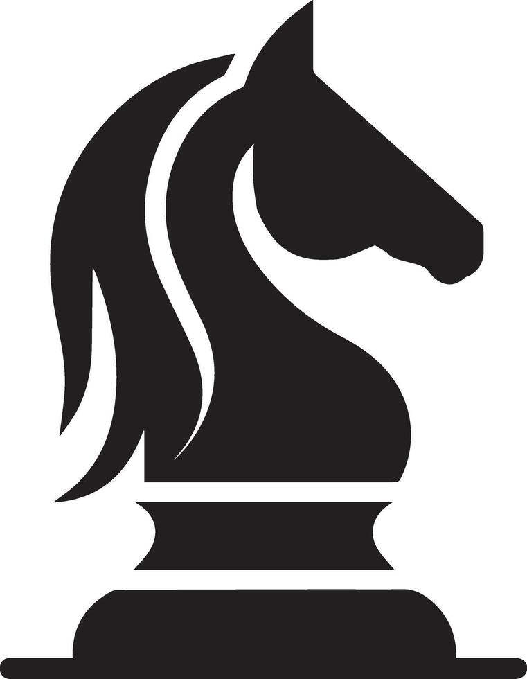 Icon illustration symbol black chess knight horse isolated in a white background vector