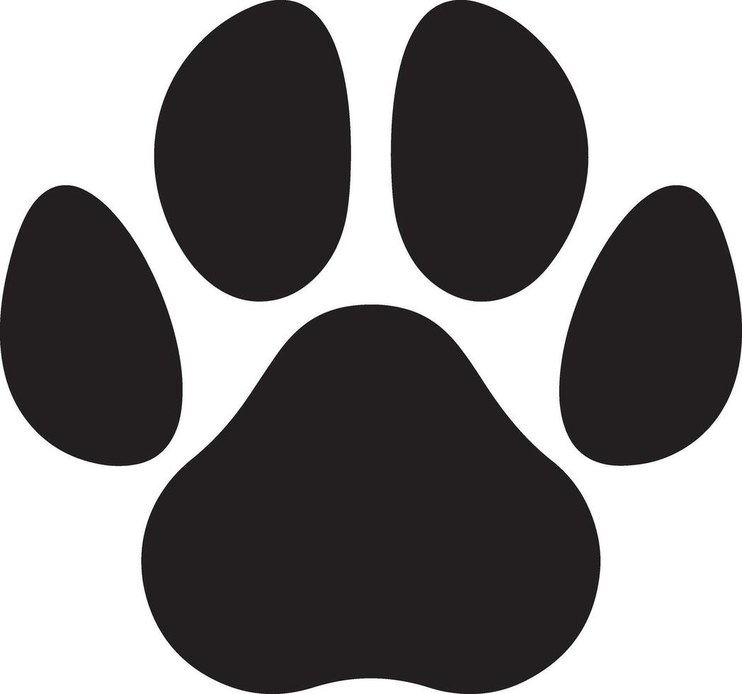 Paw print simple icons. Paw foot trail print of cat. Dog, puppy silhouette animal. Bear paw print vector
