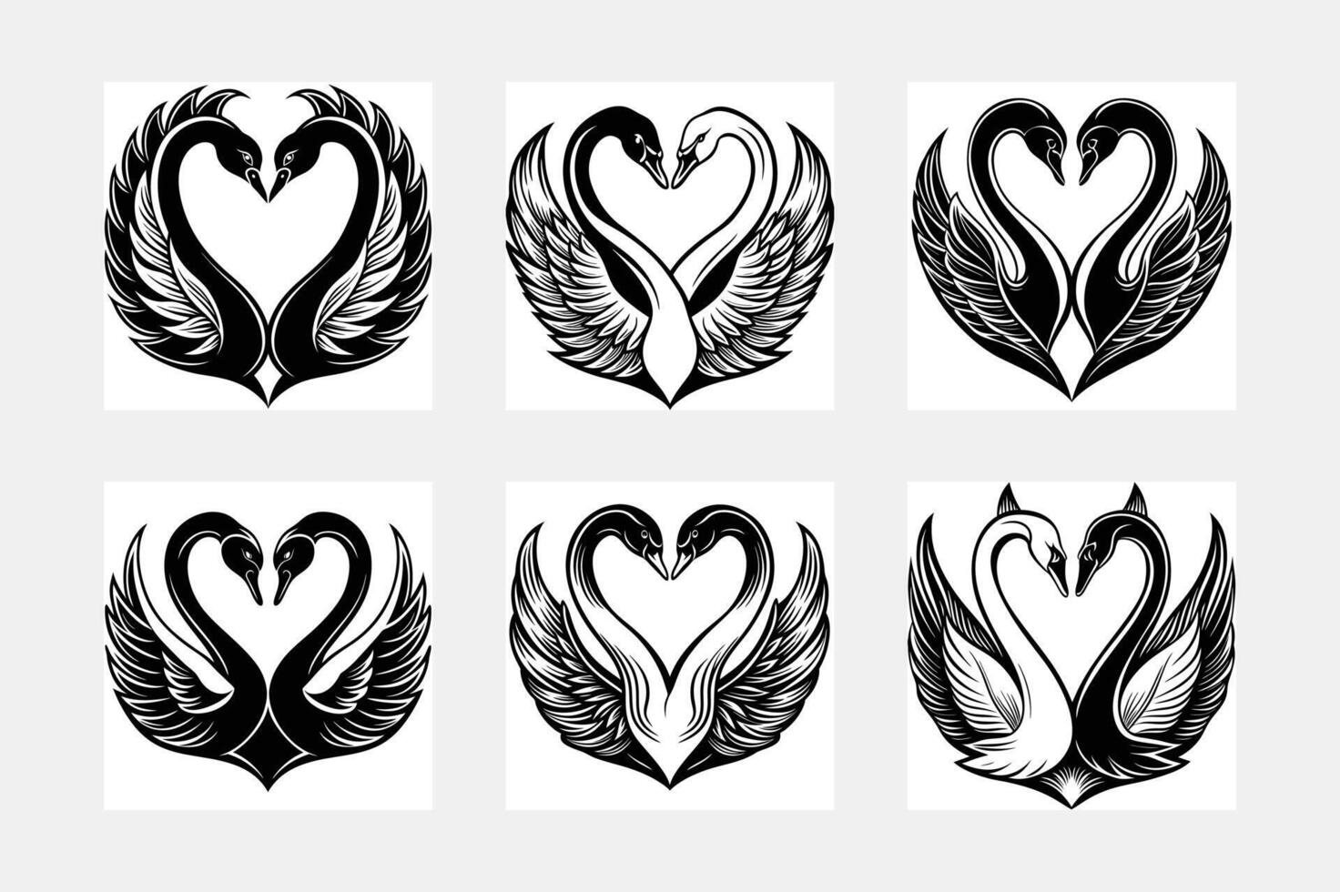 Couple swans silhouette icon. Couple of romantic birds for wedding invitation design vector