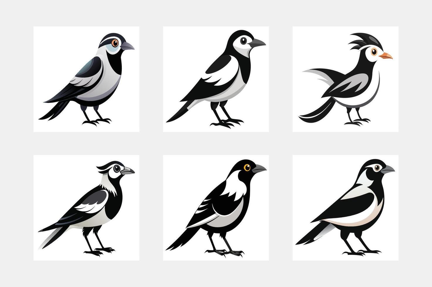 set of birds isolated illustration vector