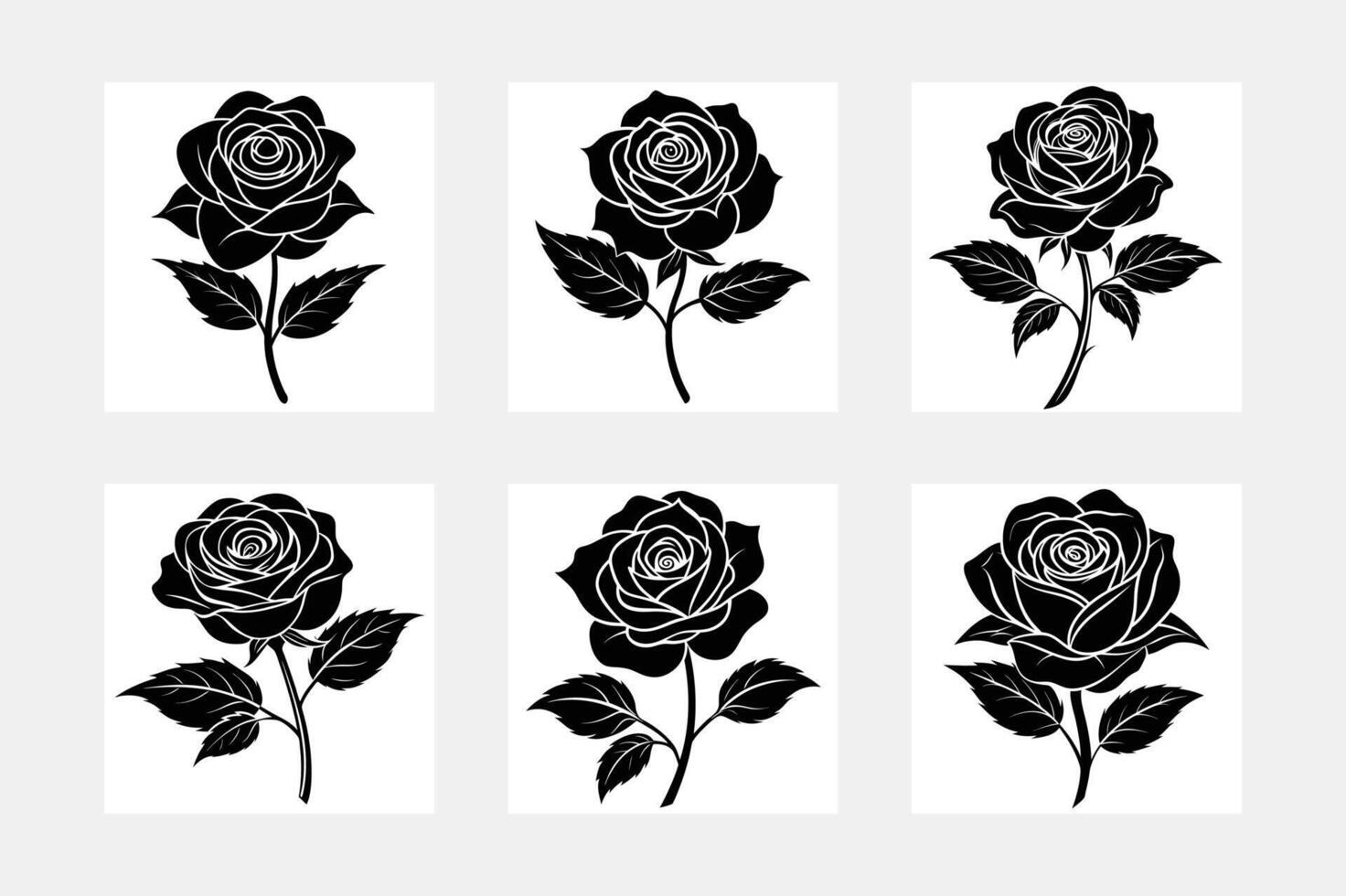 A set of black roses illustration vector