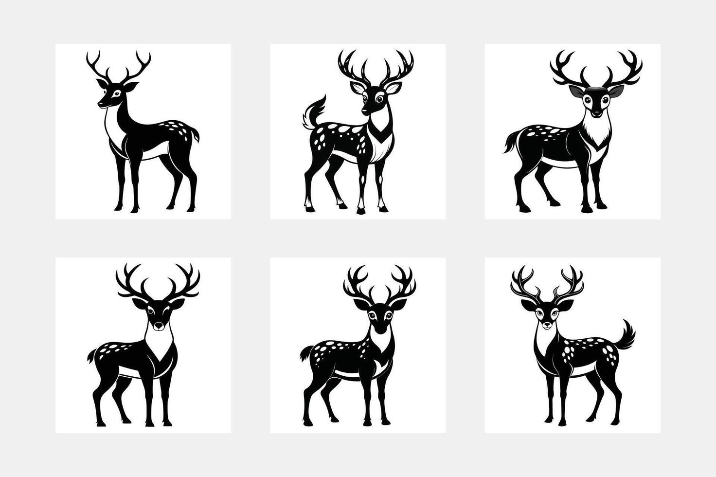 Deer silhouette logo set vector