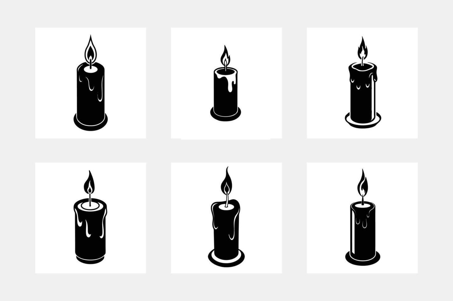 Candle Set Silhouette Design vector
