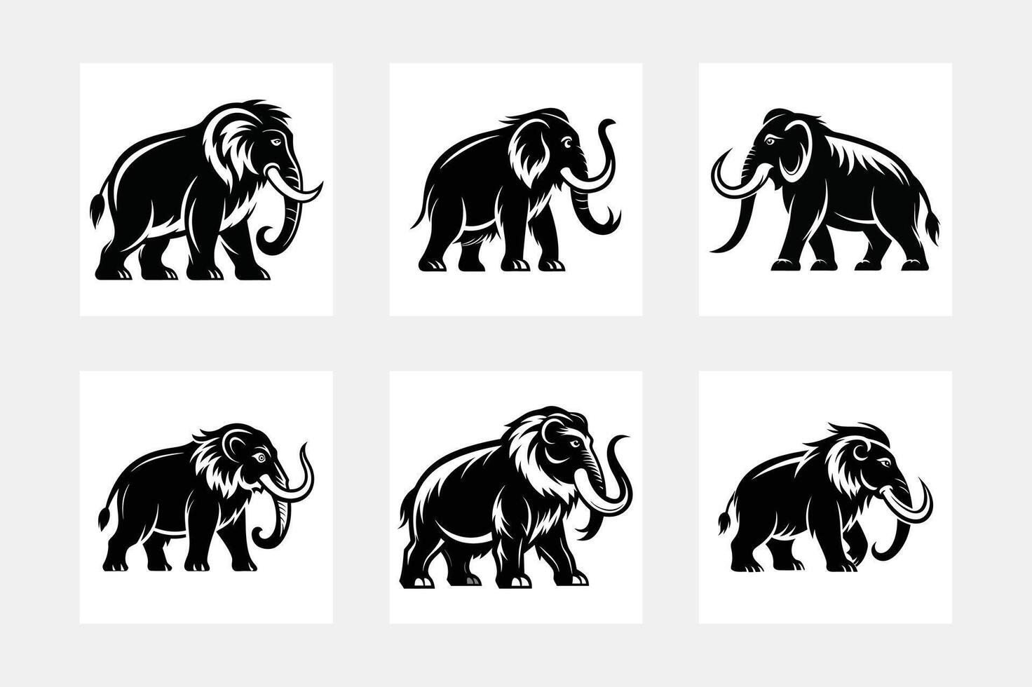 Elephant collection, Set of editable silhouettes icon vector