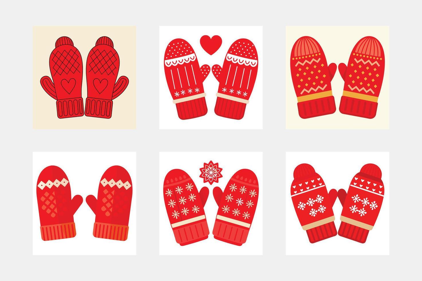 Set of Christmas mittens vector
