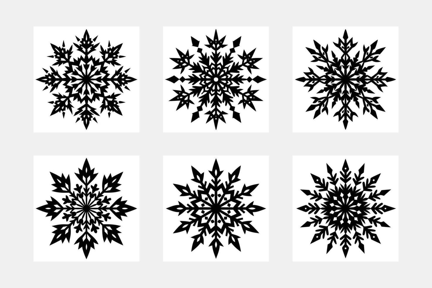set of minimalistic winter christmas snow flakes icons vector