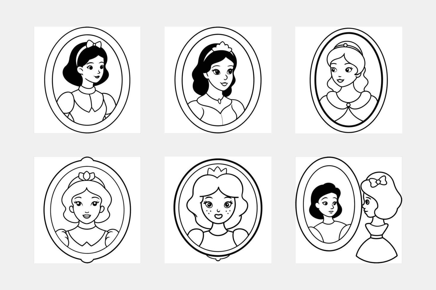 human faces outline icons vector