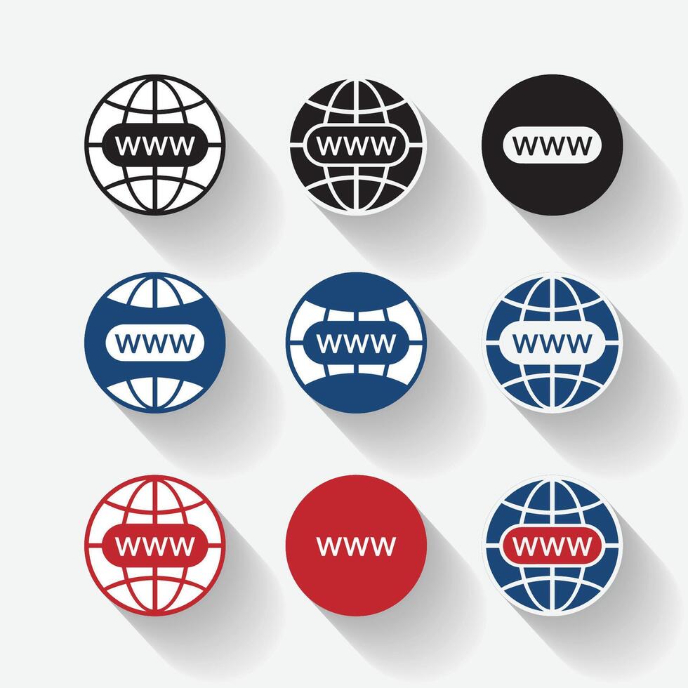 Set Isolated shadow website logo icon design with blue, red and black color vector