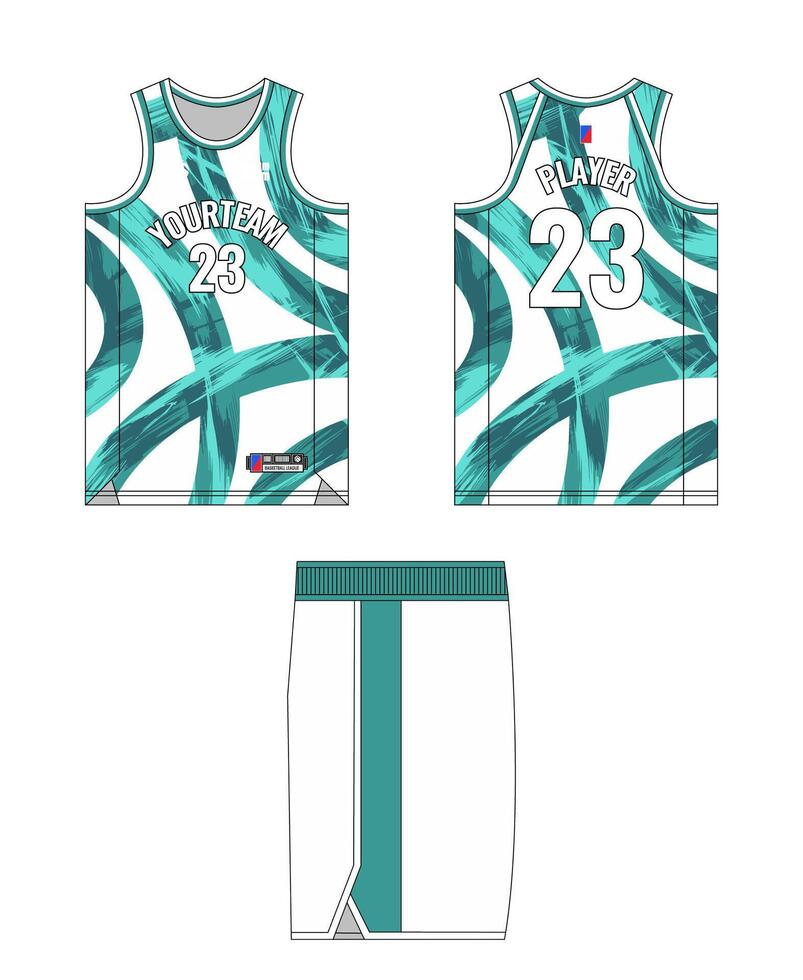 Basketball jersey template design. Basketball uniform mockup design. Tank top sport sublimation apparel design. vector