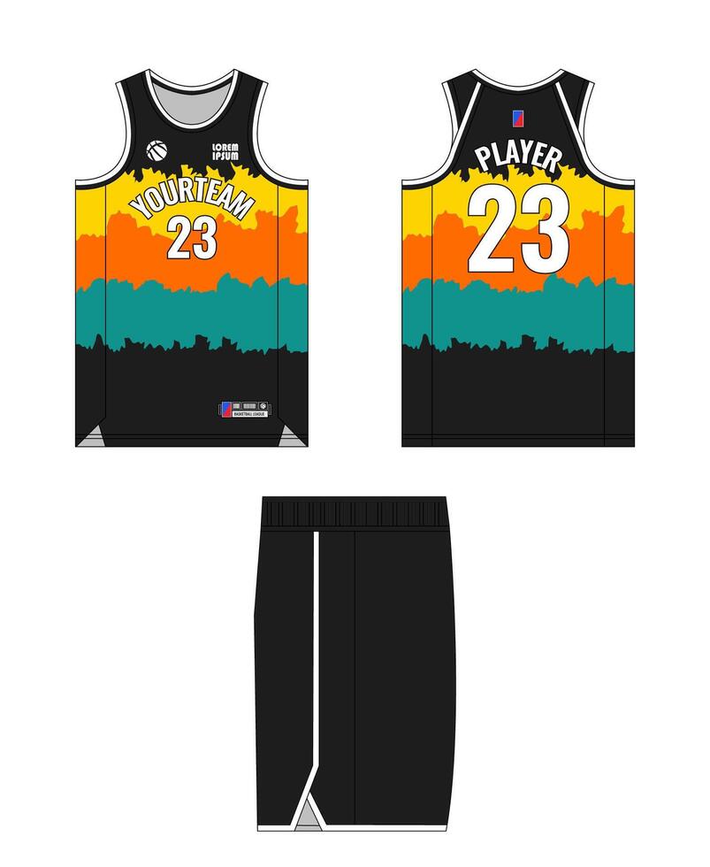 Basketball jersey template design. Basketball uniform mockup design. Tank top sport sublimation apparel design. vector