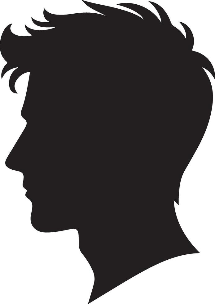 Man head silhouette - logo icon. Illustration isolated. Simple pictogram. Profile contour. Young man head silhouette vector