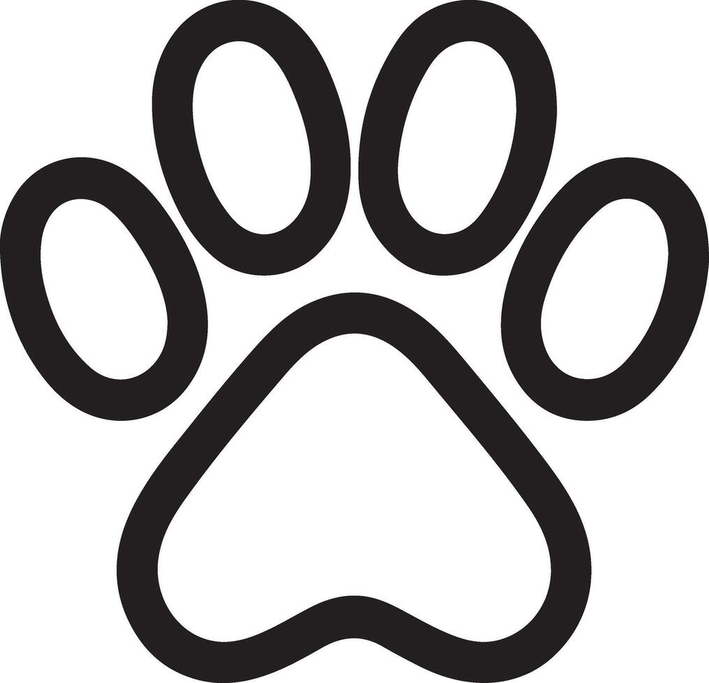 Paw print simple icons. Paw foot trail print of cat. Dog, puppy silhouette animal. Bear paw print vector
