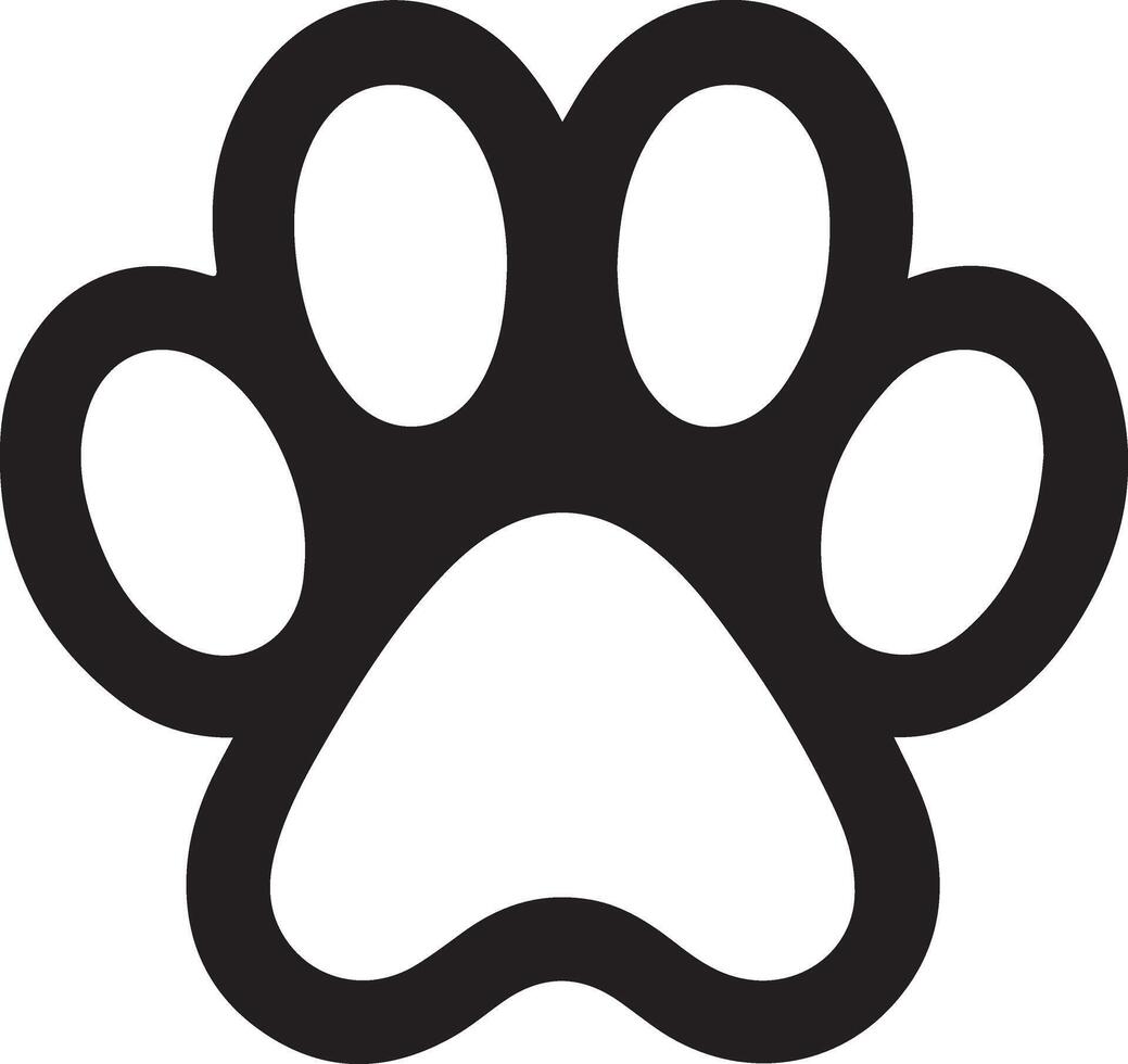 Paw print simple icons. Paw foot trail print of cat. Dog, puppy silhouette animal. Bear paw print vector