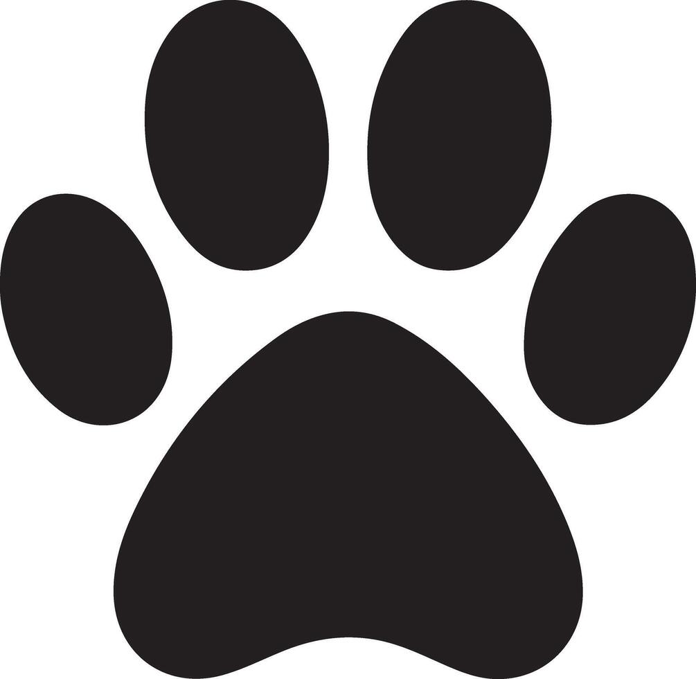 Paw print simple icons. Paw foot trail print of cat. Dog, puppy silhouette animal. Bear paw print vector