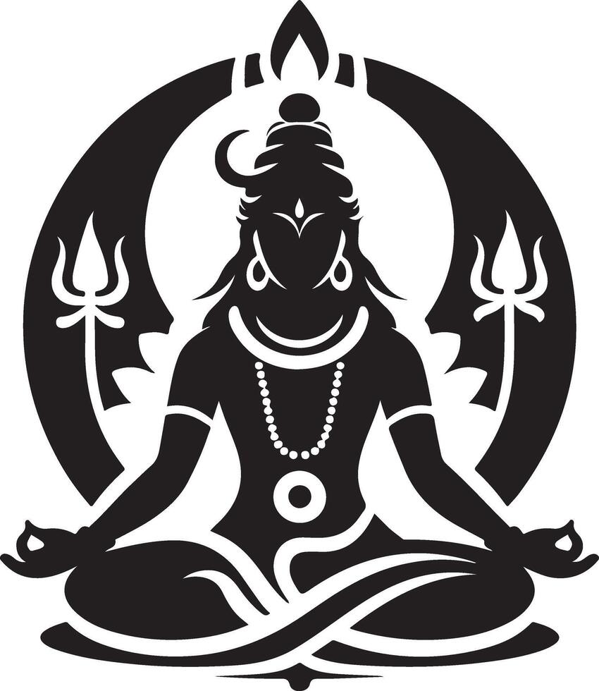 Lord Shiva simple silhouette. Lord Shiva Logo Icon illustration silhouette and line art. Lord Shiva face silhouette vector