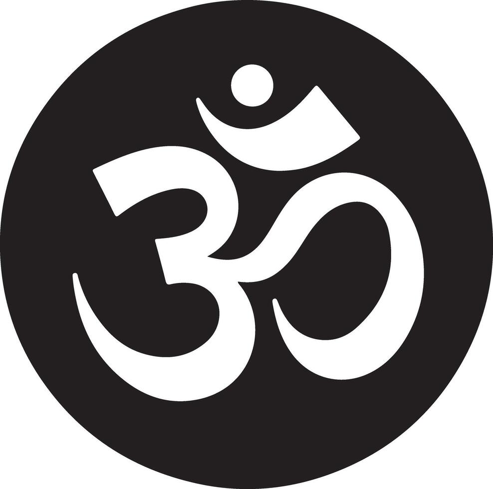Om - Aum - silhouette symbol of Hinduism flat icon for apps and websites vector