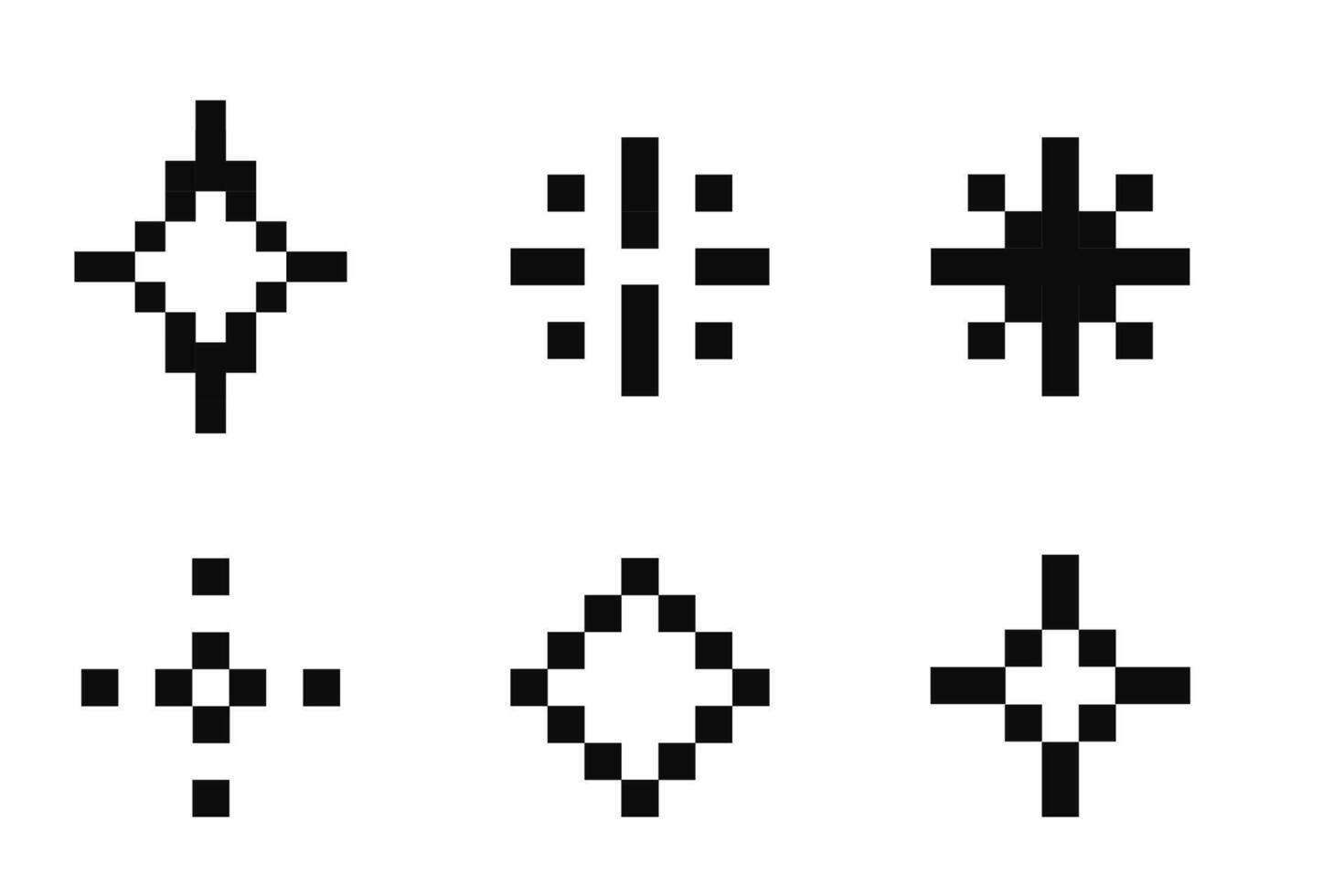 Pixel star retro 8 bit sparkle set. Shiny game pixel art effect set. Firework burst, space decoration. 90s aesthetics, y2k vector