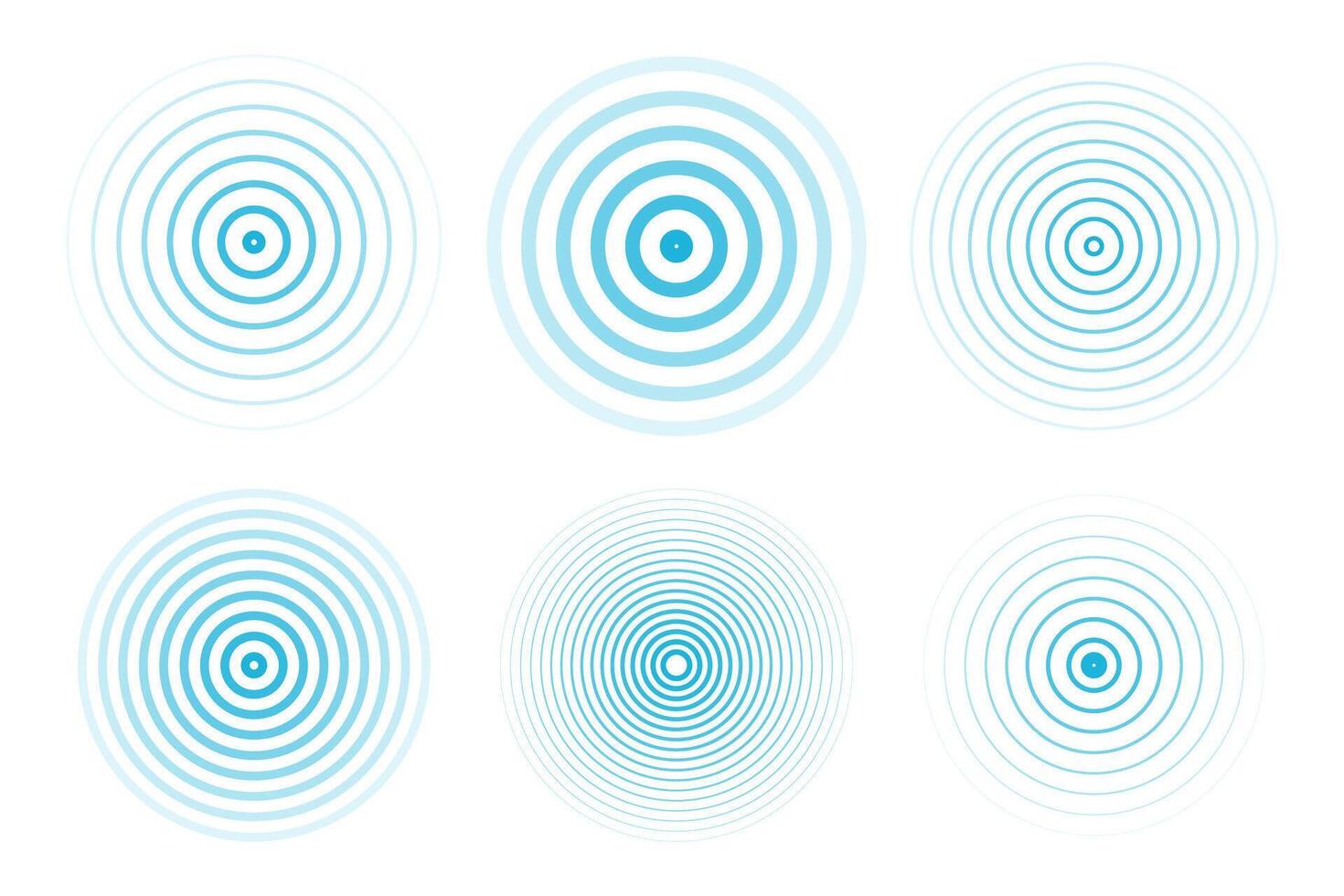 Concentric ripple circles set. Seismic Earthquake alert radar. Radial signal, sonar wave, soundwave rings. touch effect or pulse vector