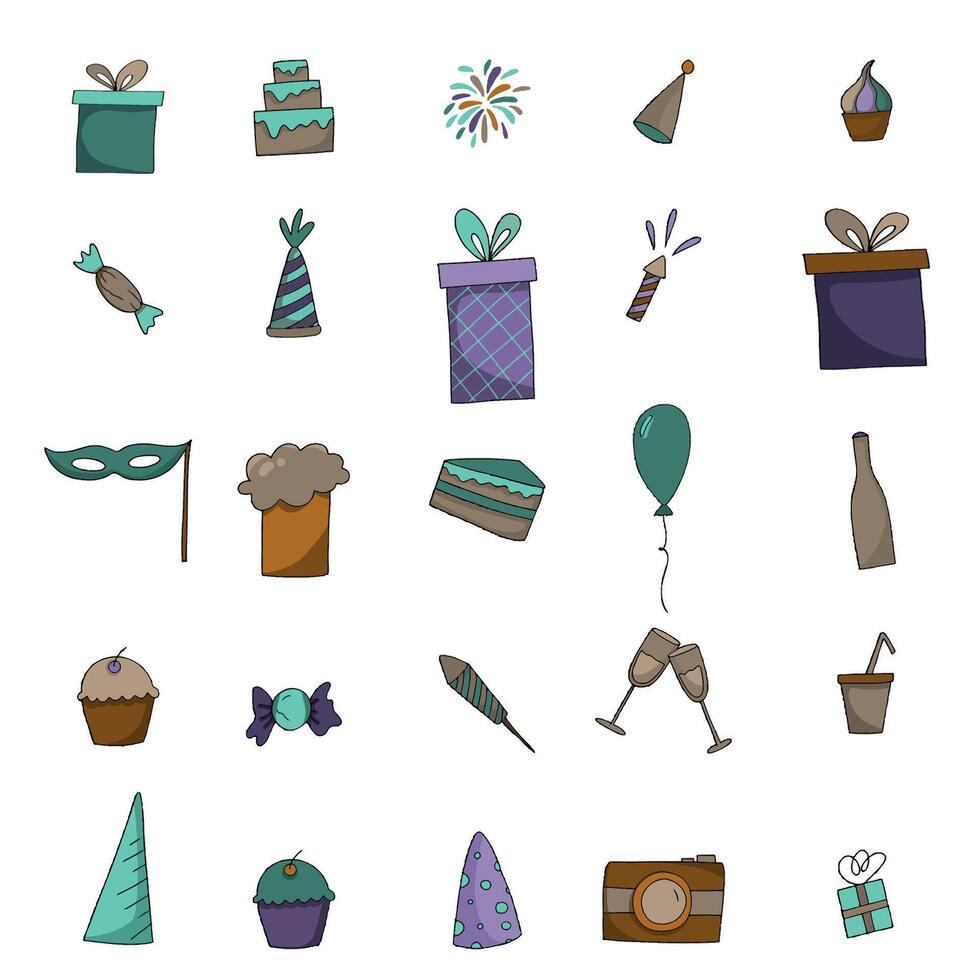 Party , birthday, new year, event simple flat icon collection vector