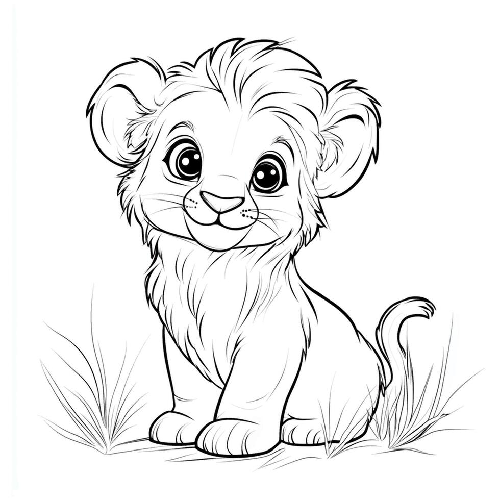 Baby lion coloring page. ready to print coloring book. set of outline