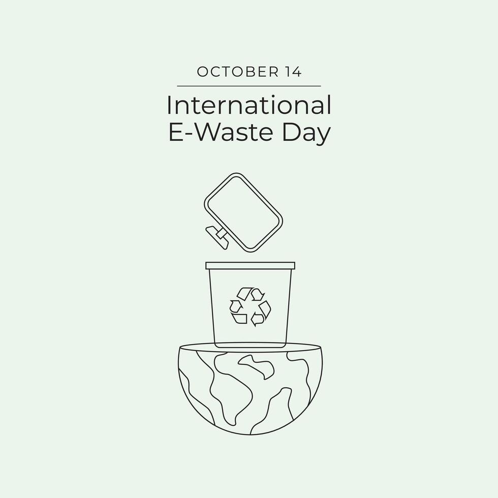 International E-Waste Day design template good for celebration usage. International E-Waste Day design. Continuous line drawing. eps 10. vector