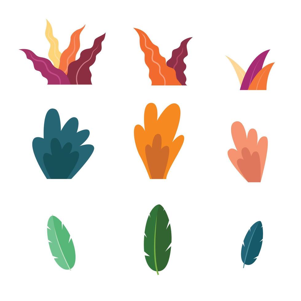 set Bush leaf flat design for decorate illustration design vector