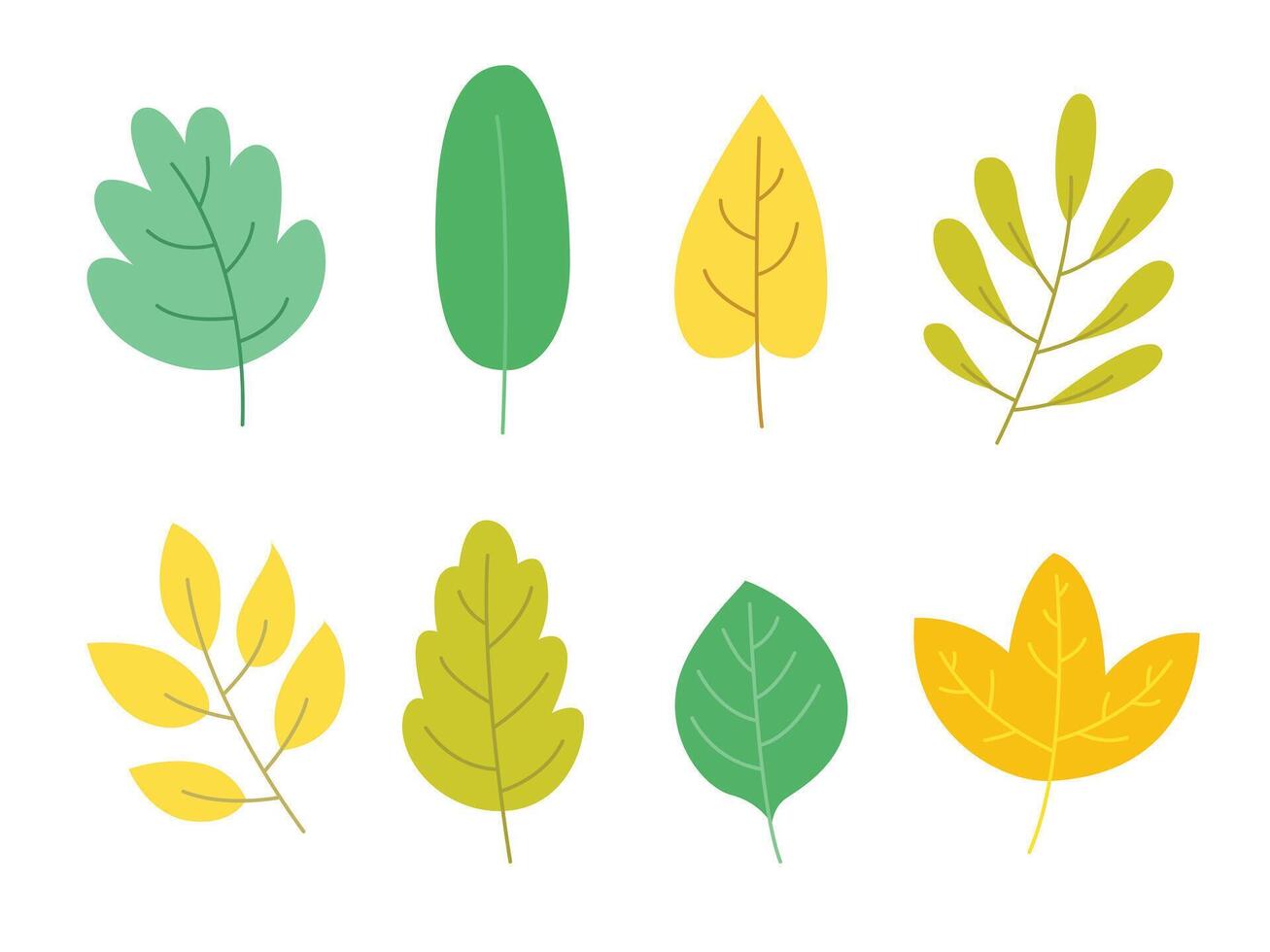 set leaf cute flat design for decorate illustration design vector