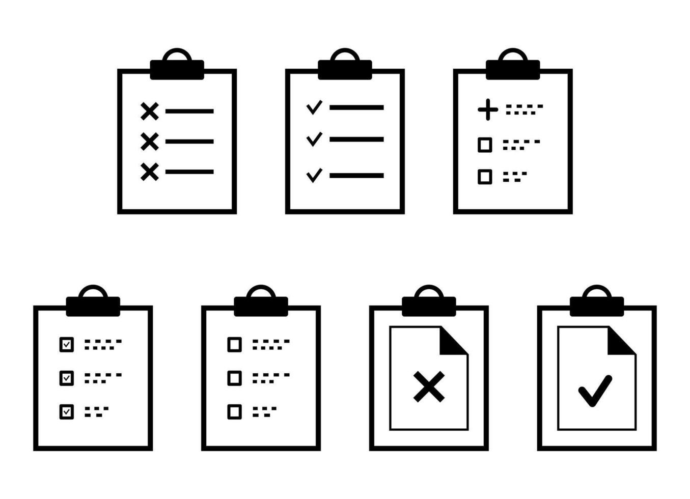 Approved check mark clipboard icons isolated. Document icons. vector