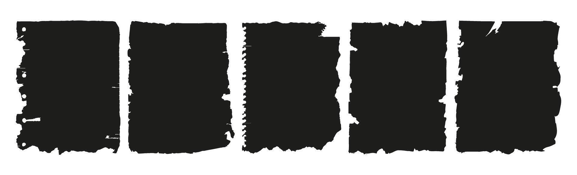 Trending set of torn paper templates. Notepad sheets, notebooks for creating collages in a shabby retro style. vector