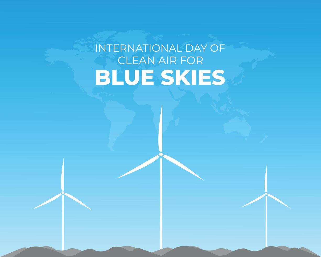 International Day of Clean Air for Blue Skies. 7 September. Holiday concept. Template for background with banner, poster and card. flat illustration. Flat design. jpeg format. vector