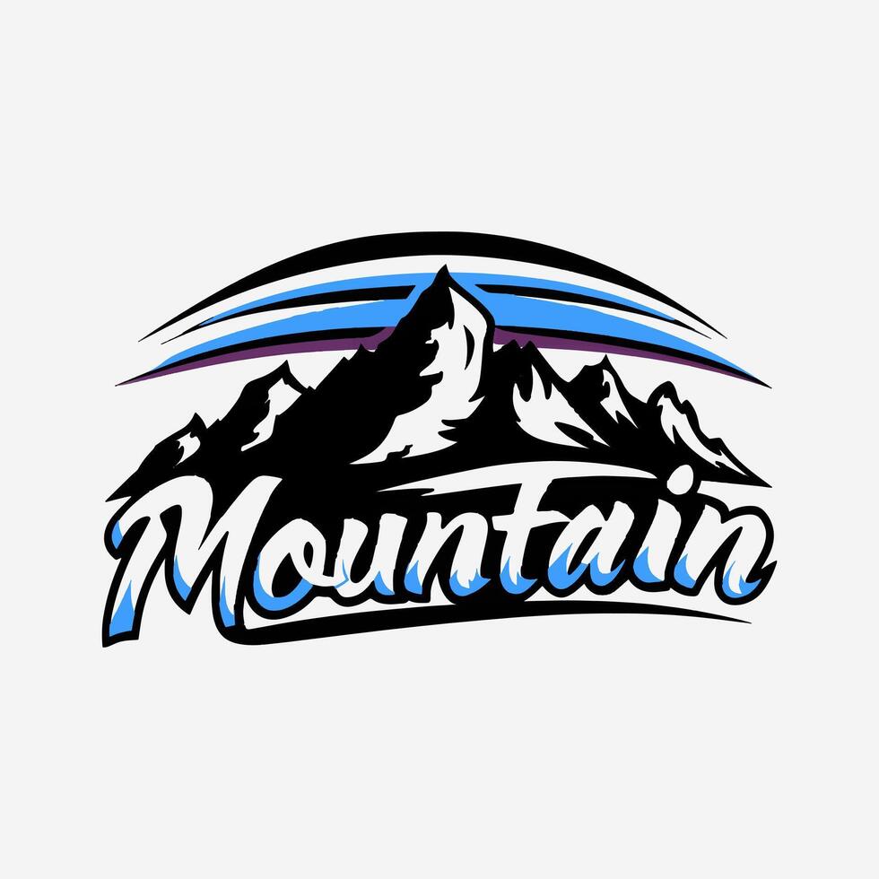 Dynamic Mountain Range Logo with Vibrant Stripes and Bold Script - Ideal for Outdoor and Adventure Brands vector