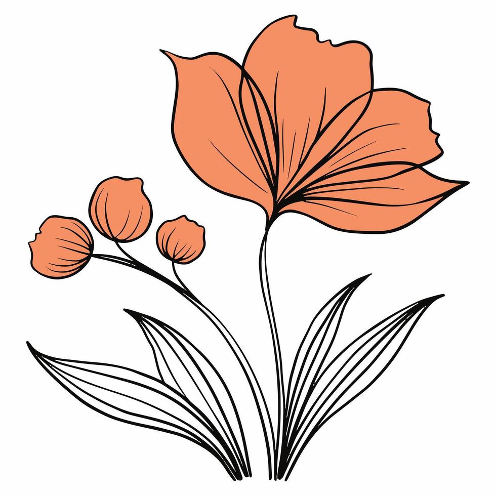 Minimalist Black and White Plant Illustration with Elongated Leaves and Round Berries - Perfect for Art and Design Projects vector