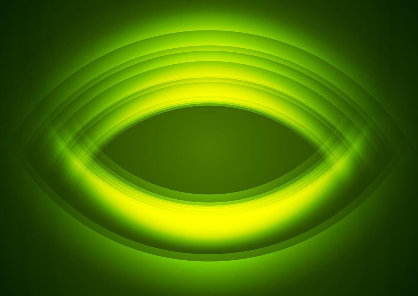 Green shiny technology background with abstract glowing curves vector